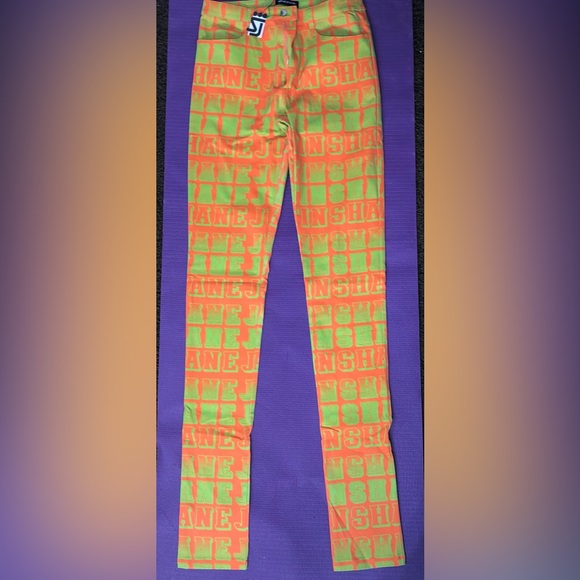 (115)- This ORANGE AND NEON GREEN Jean outfit is amazing and a show stopper!🤯 - Picture 3 of 6